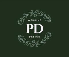 pd initialer brev bröllop monogram logotyper samling, hand dragen modern minimalistisk och blommig mallar för inbjudan kort, spara de datum, elegant identitet för restaurang, boutique, Kafé i vektor