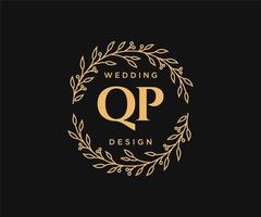 qp initialen brief hochzeitsmonogramm logos sammlung, handgezeichnete moderne minimalistische und florale vorlagen für einladungskarten, save the date, elegante identität für restaurant, boutique, café im vektor