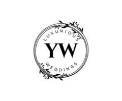 yw initialen brief hochzeitsmonogramm logos vorlage, handgezeichnete moderne minimalistische und florale vorlagen für einladungskarten, datum speichern, elegante identität. vektor