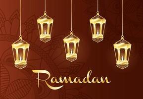 Ramadan Feier Banner mit goldenen Lampen vektor