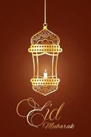 eid mubarak firande banner med guld lampa vektor