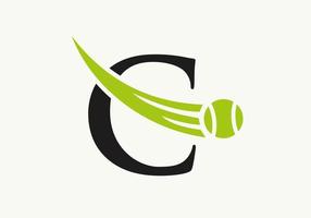 Buchstabe c Tennis-Logo-Design-Vorlage. Vereinslogo der Tennissportakademie vektor