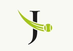 Buchstabe j Tennis-Logo-Design-Vorlage. Vereinslogo der Tennissportakademie vektor