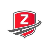 Transportlogo mit Schildkonzept. buchstabe z transport straße logo design frachtvorlage vektor