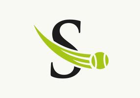 Buchstabe s Tennis-Logo-Design-Vorlage. Vereinslogo der Tennissportakademie vektor