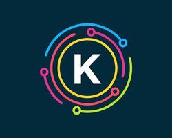 Buchstabe k-Technologie-Logo. Netzwerk-Logo-Design vektor