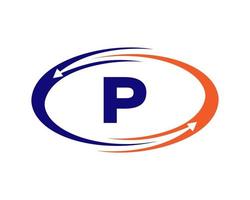 Buchstabe p-Technologie-Logo-Design vektor