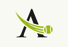 Schreiben Sie eine Tennis-Logo-Design-Vorlage. Vereinslogo der Tennissportakademie vektor
