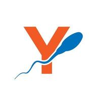buchstabe y sperma-logo. medizinisches Logo der Samenzellenbank vektor