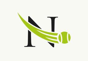 brev n tennis logotyp design mall. tennis sport akademi klubb logotyp vektor