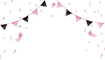 rosa och svarta konfetti- och vimpelflaggor vektor
