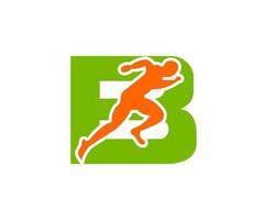 sport laufmann buchstabe b logo. Laufende Mann-Logo-Vorlage für Marathon-Logo vektor
