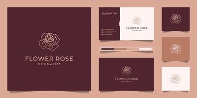 minimalistische elegante blumenrose luxus-schönheitssalon, mode, hautpflege, kosmetik, yoga und spa-produkte. Logo-Design und Premium-Vektor für Visitenkarten vektor