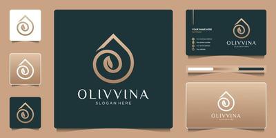 Beauty-Olivenöl oder Tröpfchen-Logo-Design. luxuriöses, elegantes logo für modernes branding. vektor