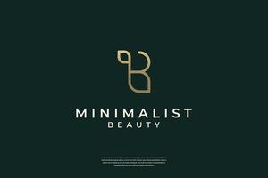 minimalistisches, elegantes Anfangs-B und Blatt-Logo-Design mit Linienkunststil vektor