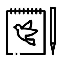 Notebook-Stift-Vogel-Symbol-Vektor-Umriss-Illustration vektor