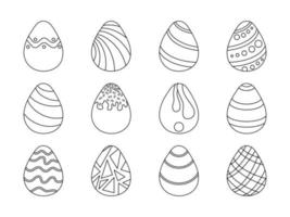 påsk ägg linje klotter uppsättning vektor illustration