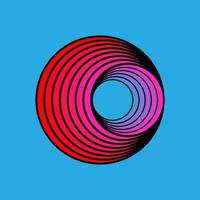 3D-rosa, blauer und roter Cartoon-Tornado. op art flippiger spiralkreis. abstrakte optische Täuschung gestreifter kreisförmiger Twister. vektor