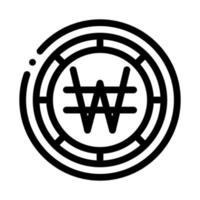 krw gewann Währung Symbol Vektor Umriss Illustration