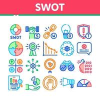 SWOT analys strategi samling ikoner uppsättning vektor