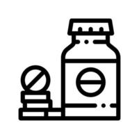 Bio-Ergänzungen Drogen Flasche Vektor dünne Linie Symbol