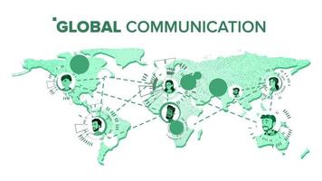 global kommunikation vektor. chatt på värld Karta på distans. över hela världen. isolerat illustration vektor