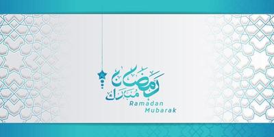 ramadan islamic hälsning baner med geometrisk mönster och arabicum kalligrafi. lämplig för hälsningar och ramadan kampanjer. vektor illustration