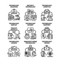 Technologie-Support-Set-Icons-Vektor-Illustrationen vektor