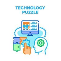 Technologie-Puzzle-Strategie-Vektor-Konzept-Farbe vektor