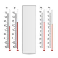 Meteorologie-Thermometer-Vektor. Skala Celsius, Fahrenheit. isolierte Abbildung vektor