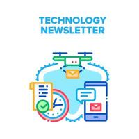 Technologie-Newsletter, der Vektorkonzeptfarbe sendet vektor