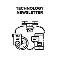 technologie-newsletter, der schwarze vektorillustration sendet vektor