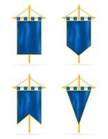 realistische Schablonenset der königlichen blauen Flagge vektor