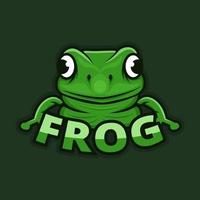 Frosch-Tier-Symbol-Logo-Sport-Team. Frosch springendes Cartoon-Esport-Symbol. zoo wild lebende tierfauna maskottchen vektorillustration vektor