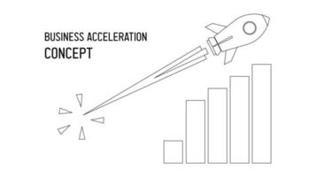 geschäftsbeschleunigungskonzept mit rakete im linienkunststil vektor