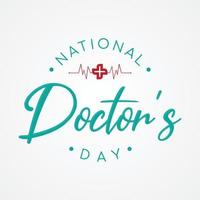 typografi för nationell doktorer dag med korsa och hjärta slå vektor