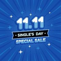11.11 Mega Sale, Single Daysale Flyer, Webbanner, Template.crazy Online Sale.11.11 Shopping Day Sale Poster oder Flyer Design. single's day shopping day rabatt werbeplakat banner vektor