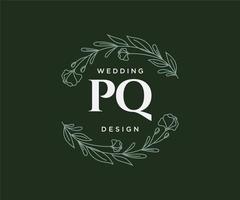 pq initialer brev bröllop monogram logotyper samling, hand dragen modern minimalistisk och blommig mallar för inbjudan kort, spara de datum, elegant identitet för restaurang, boutique, Kafé i vektor