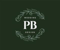 pb initialer brev bröllop monogram logotyper samling, hand dragen modern minimalistisk och blommig mallar för inbjudan kort, spara de datum, elegant identitet för restaurang, boutique, Kafé i vektor