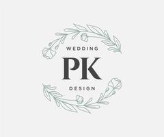 pk initialer brev bröllop monogram logotyper samling, hand dragen modern minimalistisk och blommig mallar för inbjudan kort, spara de datum, elegant identitet för restaurang, boutique, Kafé i vektor