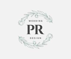 pr initialer brev bröllop monogram logotyper samling, hand dragen modern minimalistisk och blommig mallar för inbjudan kort, spara de datum, elegant identitet för restaurang, boutique, Kafé i vektor