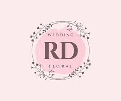 rd Initialen Brief Hochzeit Monogramm Logos Vorlage, handgezeichnete moderne minimalistische und florale Vorlagen für Einladungskarten, Datum speichern, elegante Identität. vektor