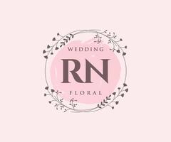 rn initialen brief hochzeit monogramm logos vorlage, handgezeichnete moderne minimalistische und florale vorlagen für einladungskarten, datum speichern, elegante identität. vektor