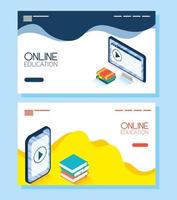 online-utbildning och e-learning banneruppsättning vektor