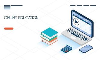 online-utbildning och e-learning banner med laptop vektor