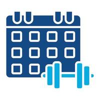 Fitnessstudio-Kalender-Glyphe zweifarbiges Symbol vektor