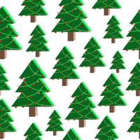 Vektor handgezeichnete Weihnachtsbäume mit Sternen. nahtloses Muster. Frohes neues Jahr. Geschenkpapier, Textil, Druck, Stoff. weißer Hintergrund. Girlanden. Weihnachtsspielzeug.