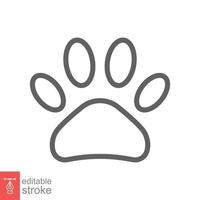 Tass skriva ut ikon. enkel översikt stil. fotavtryck, svart silhuett, hund, katt, sällskapsdjur, valp, djur- fot begrepp. linje vektor illustration isolerat på vit bakgrund. redigerbar stroke eps 10.