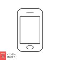 smartphone ikon. enkel översikt stil. telefon, cell, smart cellulär, mobiltelefon, app skärm, grej, enhet för Ansökan, teknologi begrepp. tunn linje vektor illustration. redigerbar stroke eps 10.