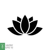 Lotus-Symbol. einfacher solider Stil. Harmoniesymbol, Relax-Spa-Blume, Blütenblatt, Blatt, Blüte, Naturpflanzenkonzept. Silhouette-Zeichen. Glyphenvektorillustration lokalisiert auf weißem Hintergrund. Folge 10. vektor